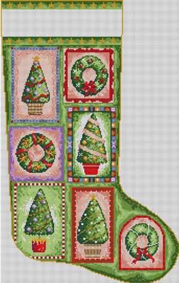 click here to view larger image of Christmas Trees Stocking (hand painted canvases)