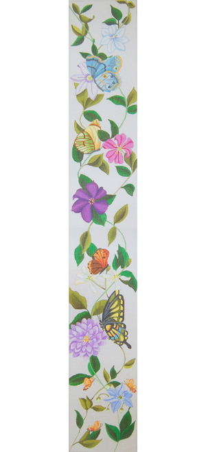 click here to view larger image of Butterflies and Clementis Bell Pull (hand painted canvases)