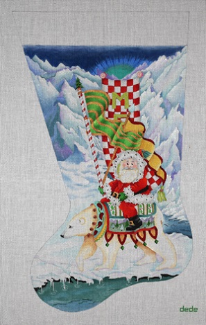 click here to view larger image of Polar Santa Stocking (Right) (hand painted canvases)
