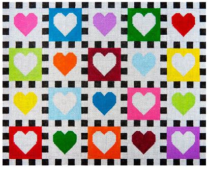 click here to view larger image of Hearts and Checks (hand painted canvases)