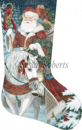 click here to view larger image of Santa on Horseback Stocking (hand painted canvases)