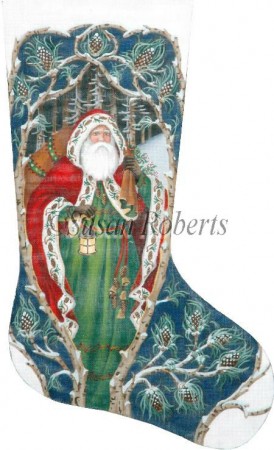 click here to view larger image of Forest Santa Stocking (hand painted canvases)