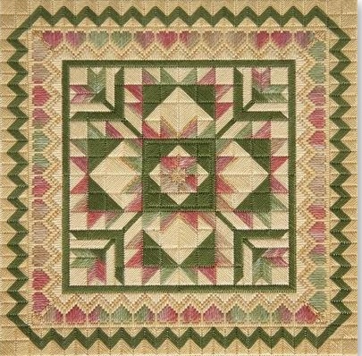 click here to view larger image of Hearts and Flowers Quilt (counted canvas work)