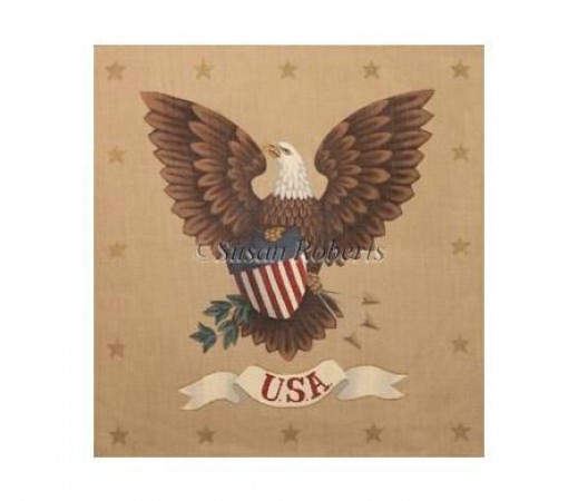 click here to view larger image of USA Eagle Pillow (hand painted canvases)
