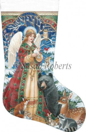 click here to view larger image of Woodland Angel Stocking (hand painted canvases)