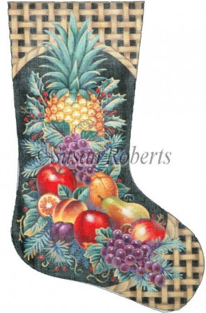 click here to view larger image of Christmas Fruit Stocking - 13 Mesh (hand painted canvases)