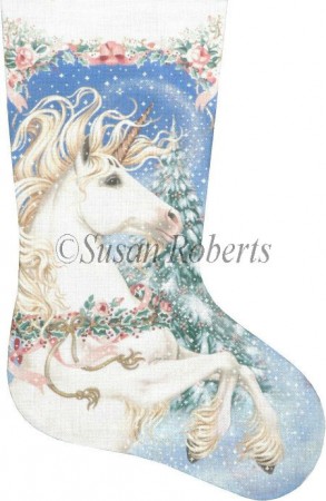 click here to view larger image of Magic Christmas Unicorn Stocking (hand painted canvases)