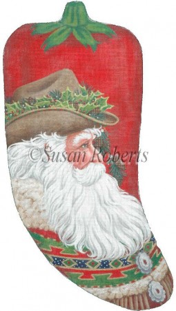 click here to view larger image of Santa Pepper Sock (hand painted canvases)