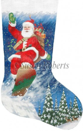click here to view larger image of Snowboarding Stocking - 18ct (hand painted canvases)