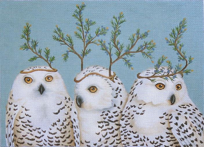 click here to view larger image of Festive Owls (hand painted canvases)