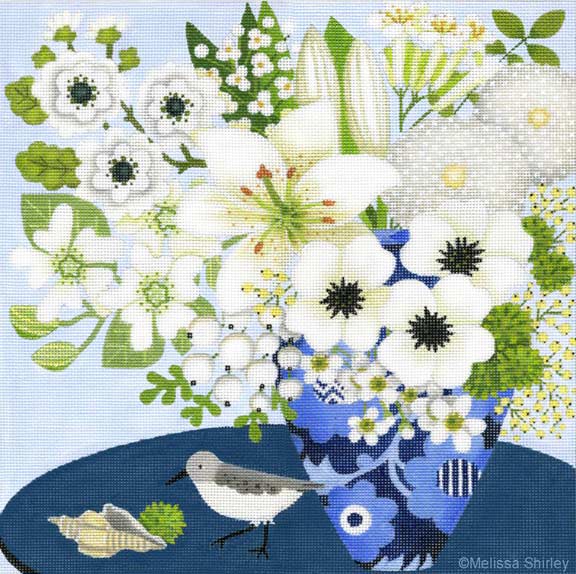 click here to view larger image of Blue Table Bouquet (hand painted canvases)