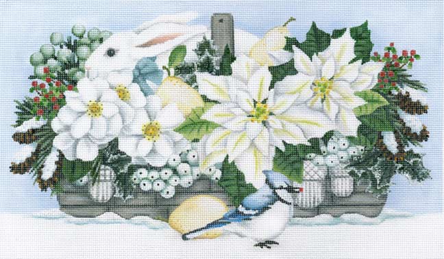 click here to view larger image of Winter White Basket (hand painted canvases)