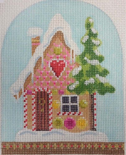 click here to view larger image of Christmas Snowdome - Gingerbread House (hand painted canvases)