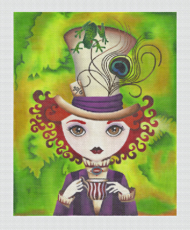 click here to view larger image of Lady Hatter w/Stitch Guide (hand painted canvases)