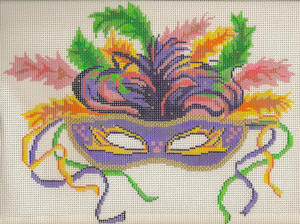 click here to view larger image of Large Mardi Gras Feather Mask (hand painted canvases)