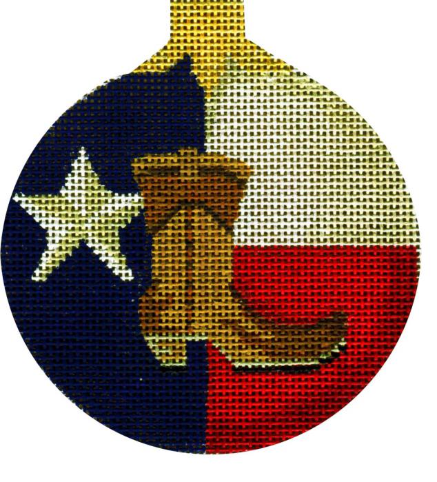 click here to view larger image of Texas Lone Star Ball Boot Ornament (hand painted canvases)