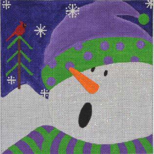 click here to view larger image of Graphic Snowman Polka Dots (hand painted canvases)