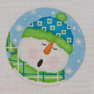 click here to view larger image of Caroling Snowman Ornament (hand painted canvases)