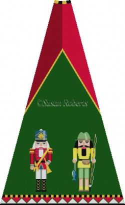 click here to view larger image of Trumpeter and Fisherman Nutcracker Tree Skirt Panel (with background) (hand painted canvases)
