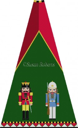 click here to view larger image of Red King and Blue Policeman Nutcracker Tree Skirt Panel (with background) (hand painted canvases)