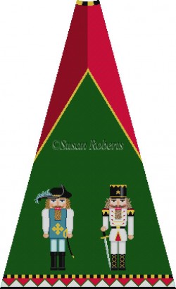 click here to view larger image of Musketeer and Policeman Nutcracker Tree Skirt Panel (with background) (hand painted canvases)