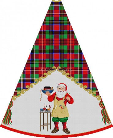 click here to view larger image of Santa Painting Ark - Tartan Santa Tree Skirt (hand painted canvases)