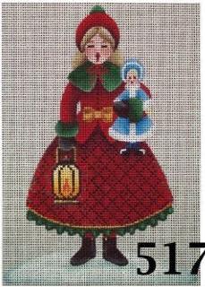 click here to view larger image of Girl Caroler with Doll (hand painted canvases)