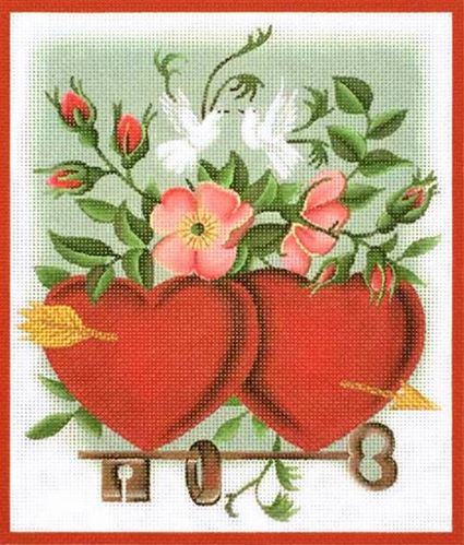 click here to view larger image of Vintage Hearts (hand painted canvases)