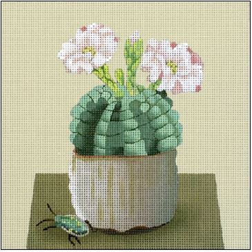 click here to view larger image of Pink Vase Cactus (hand painted canvases)