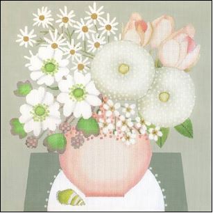 click here to view larger image of White & Pink Bouquet (Seaside Bouquet) (hand painted canvases)