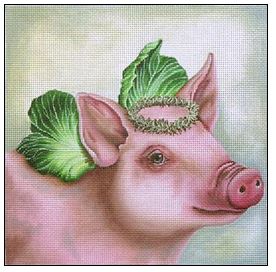click here to view larger image of Angel Petunia the Pig (hand painted canvases)