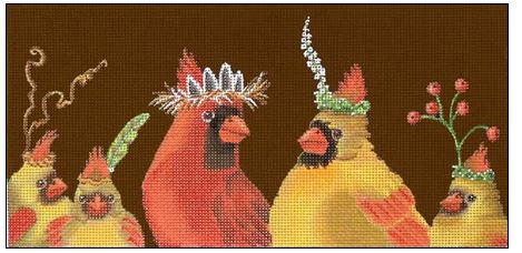 click here to view larger image of Cardinal Family (hand painted canvases)