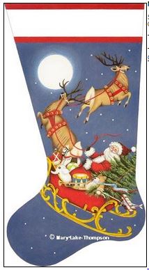 click here to view larger image of Santa's Sleigh Sock (hand painted canvases)