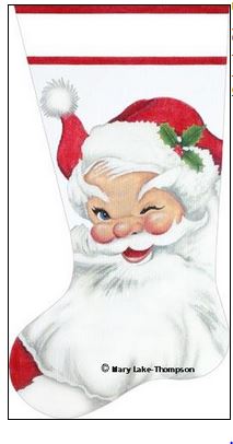 click here to view larger image of Jolly Santa Sock (hand painted canvases)