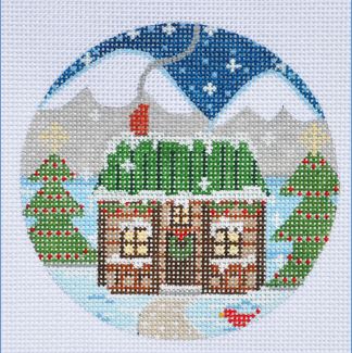 click here to view larger image of Log Cabin Ornament (hand painted canvases)
