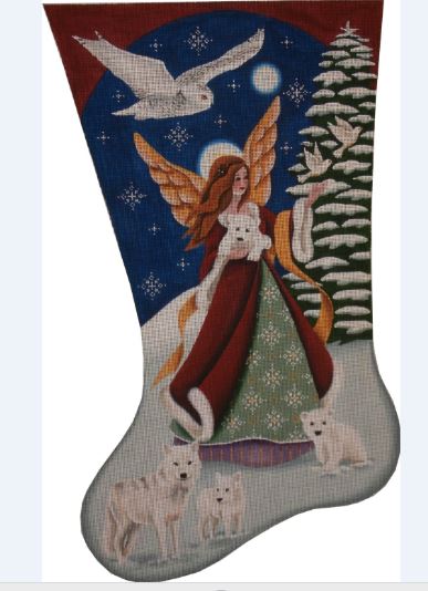 click here to view larger image of Arctic Angel Stocking - 18ct (hand painted canvases)