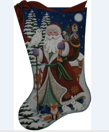 click here to view larger image of Forest Santa Stocking - 18ct (hand painted canvases)