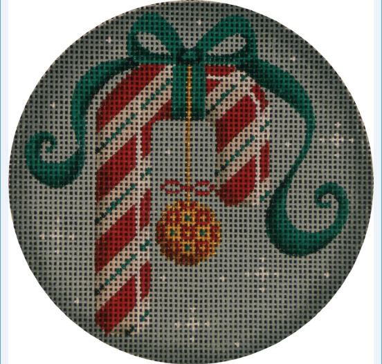 click here to view larger image of Candy Cane Ornament (hand painted canvases)