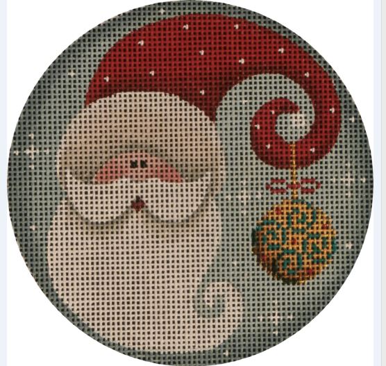 click here to view larger image of Spiral Santa Ornament (hand painted canvases)