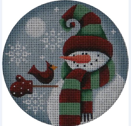 click here to view larger image of December Snowman Ornament (hand painted canvases)