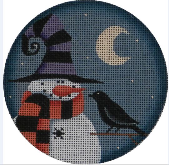 click here to view larger image of October Snowman Ornament (hand painted canvases)