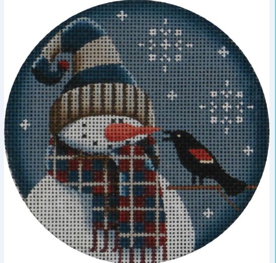 click here to view larger image of September Snowman Ornament (hand painted canvases)