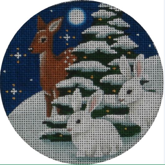 click here to view larger image of Snow Bunnies Ornament (hand painted canvases)