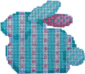click here to view larger image of Aqua Stripe/Dots Baby Bunny (hand painted canvases)