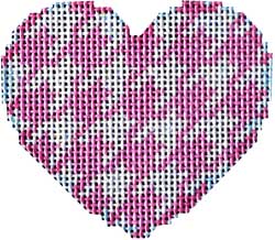 click here to view larger image of Pink Houndstooth Mini Heart (hand painted canvases)