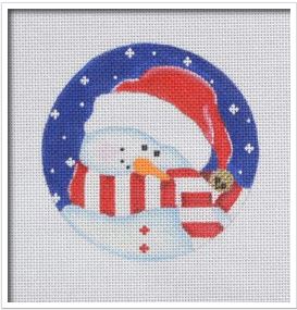 click here to view larger image of Shy Snowman Red/White Ornament (printed canvas)