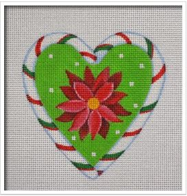 click here to view larger image of Candy Cane Heart, Poinsettia (hand painted canvases)