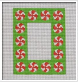 click here to view larger image of Peppermint Frame Ornament (hand painted canvases)
