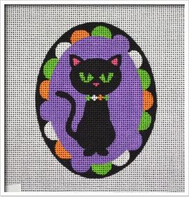click here to view larger image of Black Cat Ornament (hand painted canvases)