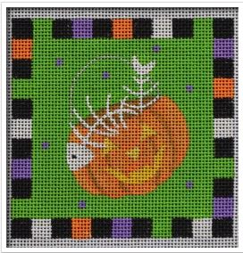 click here to view larger image of Jack-O-Lantern Bucket Ornament (hand painted canvases)
